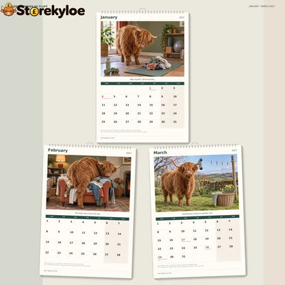 🔥Held Together by Fluff 2027 A4 Wall Calendar - Funny Highland Cows