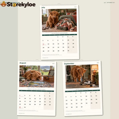 🔥Held Together by Fluff 2027 A4 Wall Calendar - Funny Highland Cows