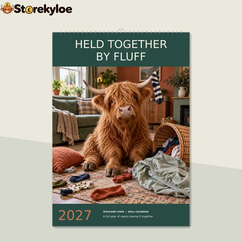 🔥Held Together by Fluff 2027 A4 Wall Calendar - Funny Highland Cows