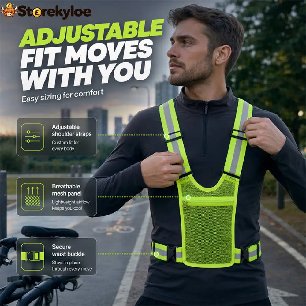 High Visibility Reflective Vest Adjustable Safety Running Gear with Pocket