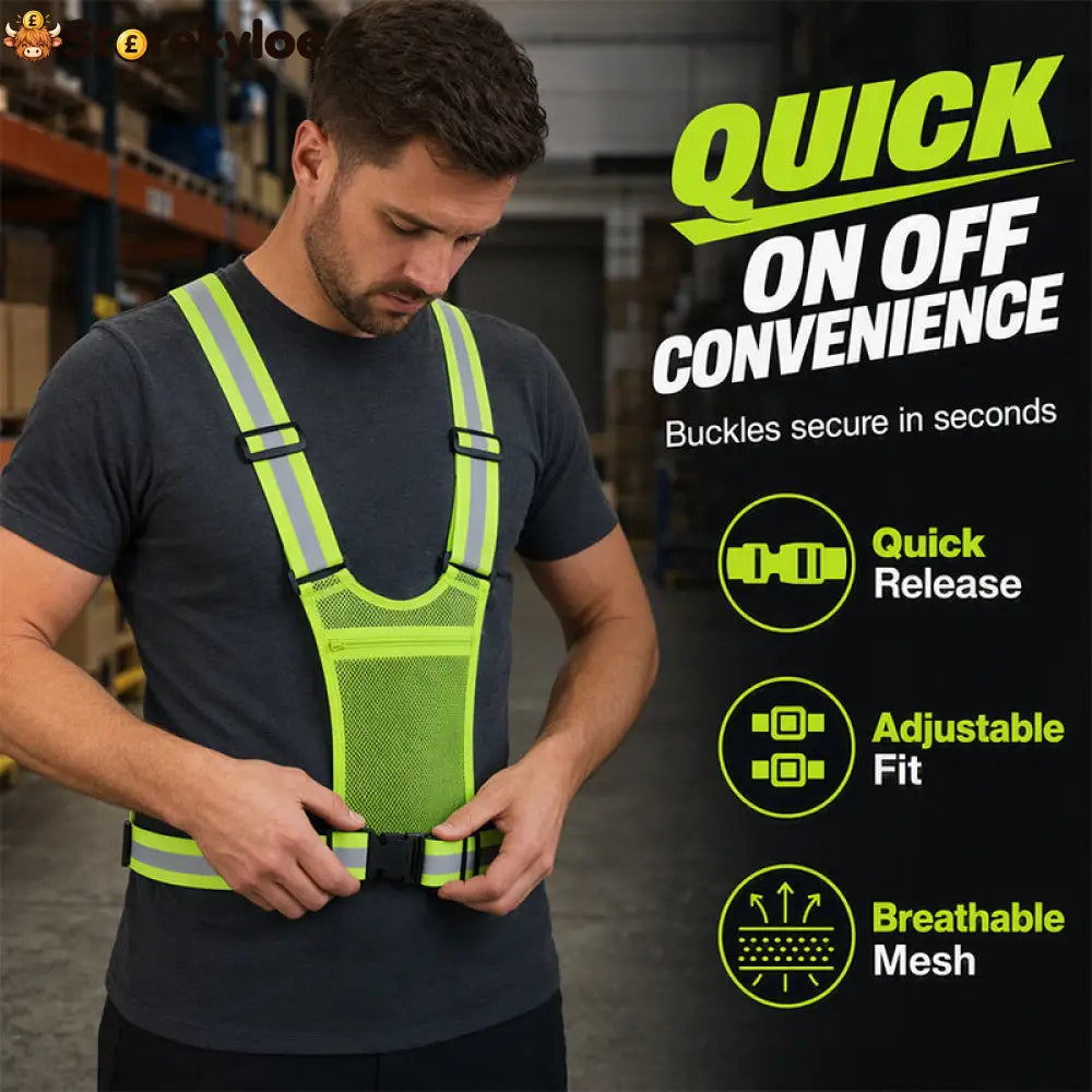 High Visibility Reflective Vest Adjustable Safety Running Gear with Pocket