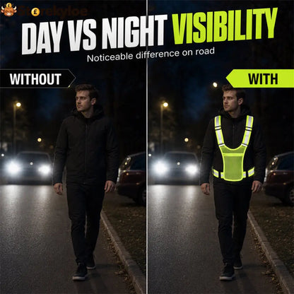 High Visibility Reflective Vest Adjustable Safety Running Gear with Pocket