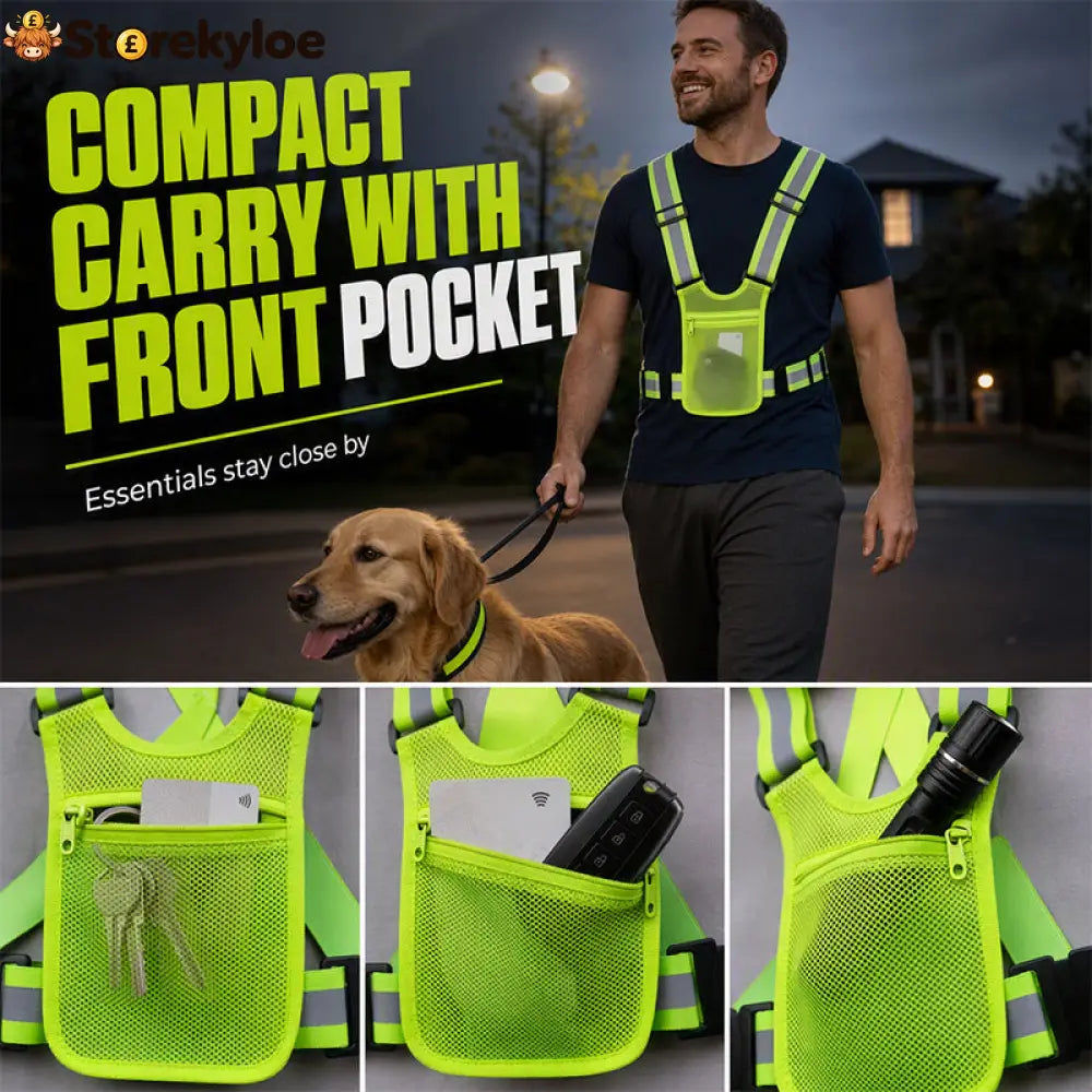 High Visibility Reflective Vest Adjustable Safety Running Gear with Pocket