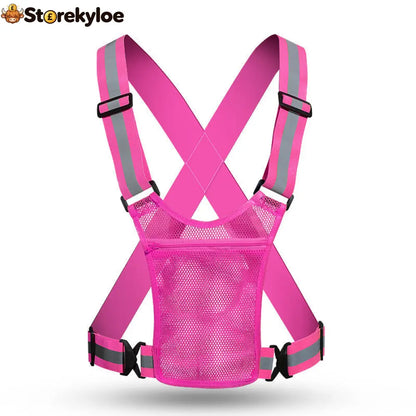 High Visibility Reflective Vest Adjustable Safety Running Gear with Pocket