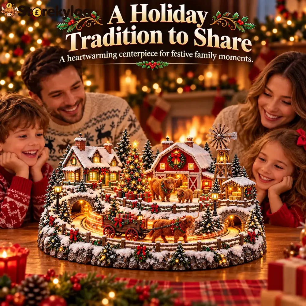 🐮 Highland Cow Christmas Farm Village – Animated Holiday Scene