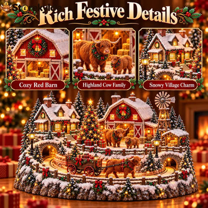 🐮 Highland Cow Christmas Farm Village – Animated Holiday Scene