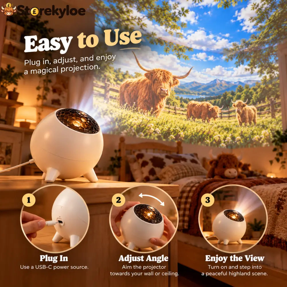 Highland Cow Projector | Cozy Room Decor & Gift