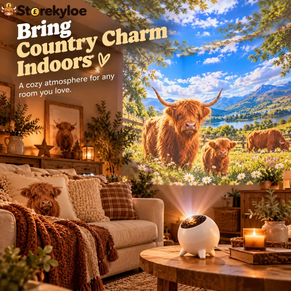 Highland Cow Projector | Cozy Room Decor & Gift