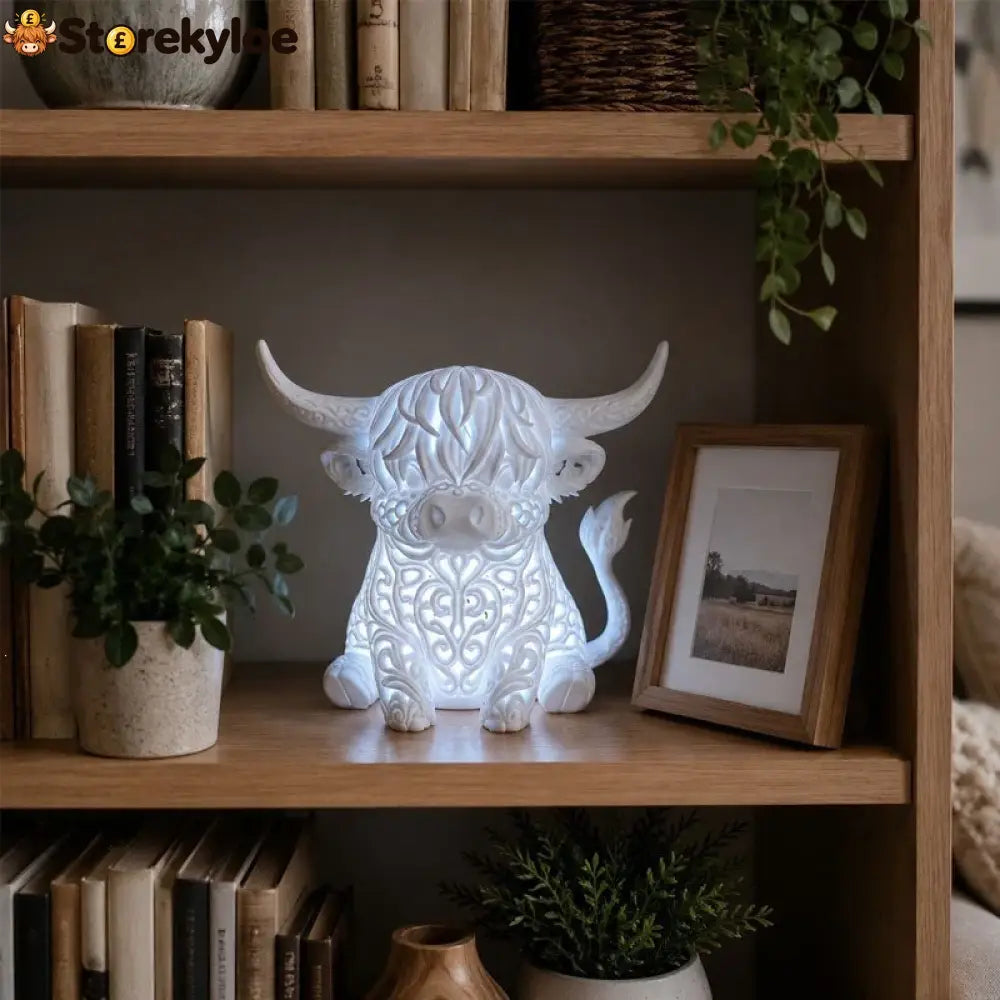 🐮 Highland Cow Tea Light Holder – Adorable Rustic Farmhouse Decor