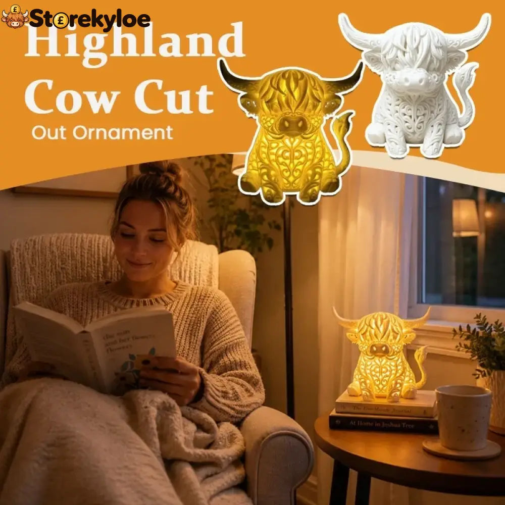 🐮 Highland Cow Tea Light Holder – Adorable Rustic Farmhouse Decor