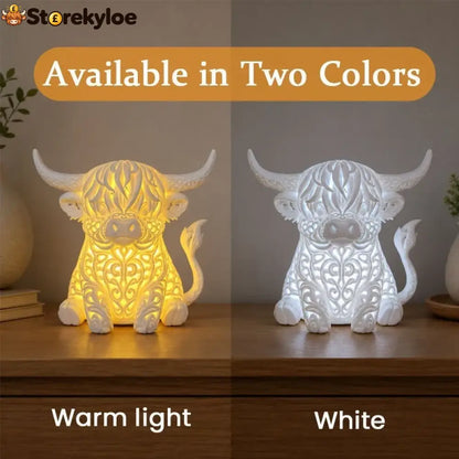 🐮 Highland Cow Tea Light Holder – Adorable Rustic Farmhouse Decor