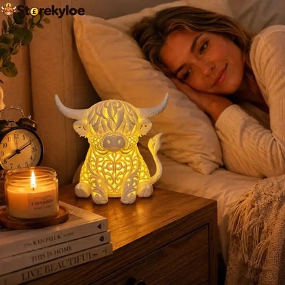 🐮 Highland Cow Tea Light Holder – Adorable Rustic Farmhouse Decor