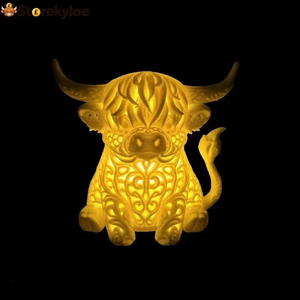 🐮 Highland Cow Tea Light Holder – Adorable Rustic Farmhouse Decor - Warm White