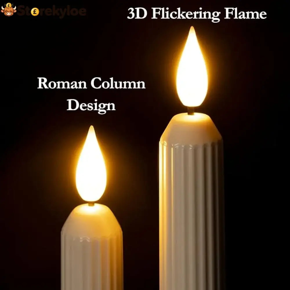 Homemory 6 Pcs Window Candles with Sensor Dusk to Dawn Ivory Striped Candlesticks with Suction Cups Roman Column