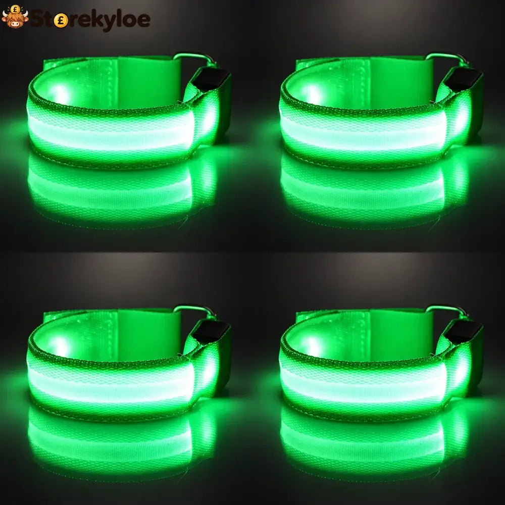 🐎 Horse Led Leg Straps – 4 Pack | Rechargeable-look Night Riding Safety Lights ✨ - Green (4 Pack)