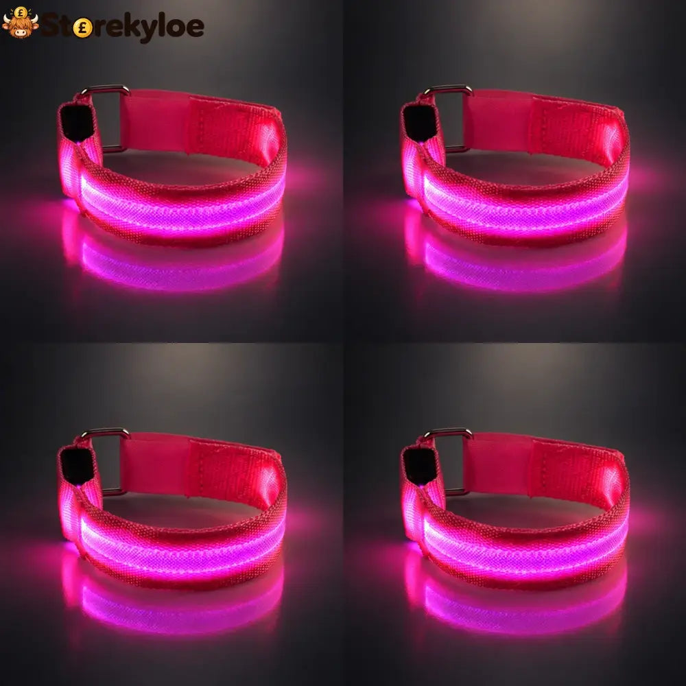 🐎 Horse Led Leg Straps – 4 Pack | Rechargeable-look Night Riding Safety Lights ✨ - Pink (4 Pack)