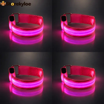 🐎 Horse Led Leg Straps – 4 Pack | Rechargeable-look Night Riding Safety Lights ✨ - Pink (4 Pack)