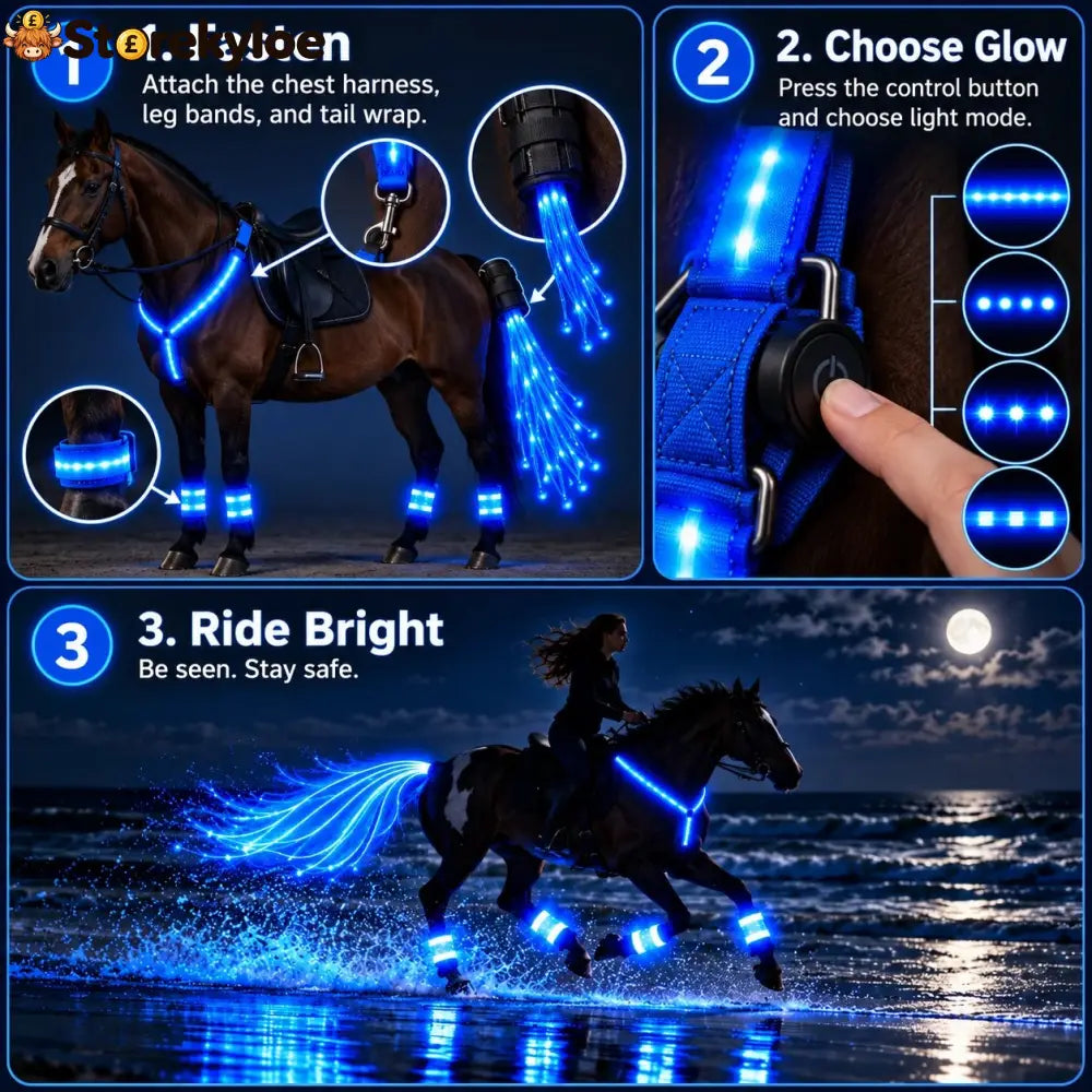 🐎Horse LED Night Glow Protection Gear 6-Piece Full Set