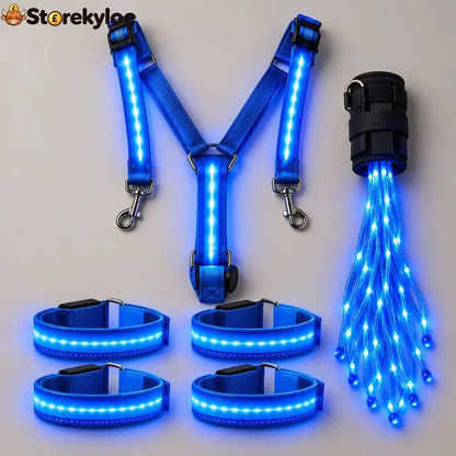 🐎Horse LED Night Glow Protection Gear 6-Piece Full Set - 🔵 Blue