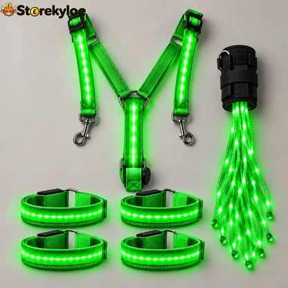 🐎Horse LED Night Glow Protection Gear 6-Piece Full Set - 🟢 Green