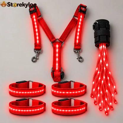 🐎Horse LED Night Glow Protection Gear 6-Piece Full Set - 🔴 Red