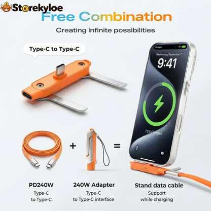🔥Hot 50% OFF🔥Fast-Charging Cable with Detatchable Stand