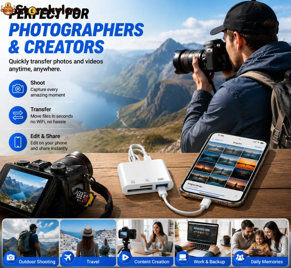 Hot💥Limited-time 50% discount🔌 5-in-1 SD Card Reader for iPhone & USB-C – Fast Photo & Video Transfer Adapter - White
