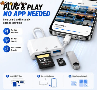 Hot💥Limited-time 50% discount🔌 5-in-1 SD Card Reader for iPhone & USB-C – Fast Photo & Video Transfer Adapter - White