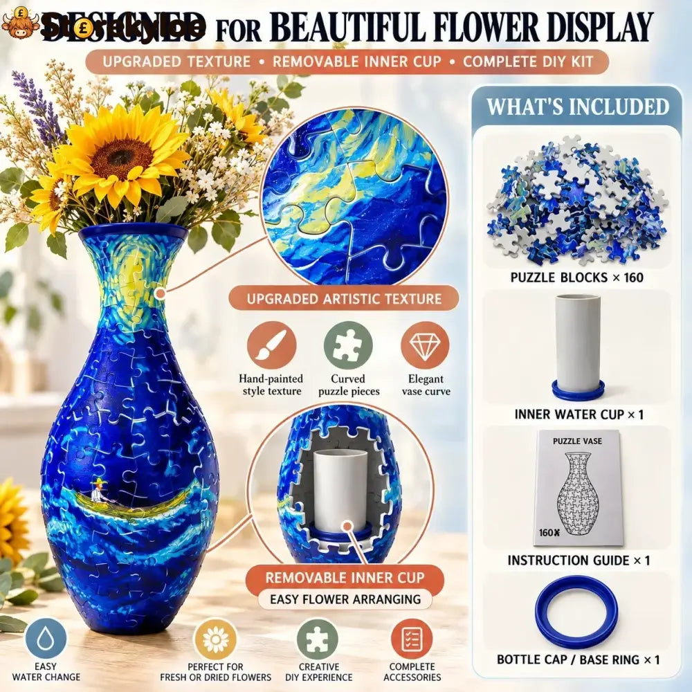 🔥hot Sale🔥 ✨ 3d Diy Puzzle Vase – 11 Creative Designs Decorative Flower Vase & Craft Gift