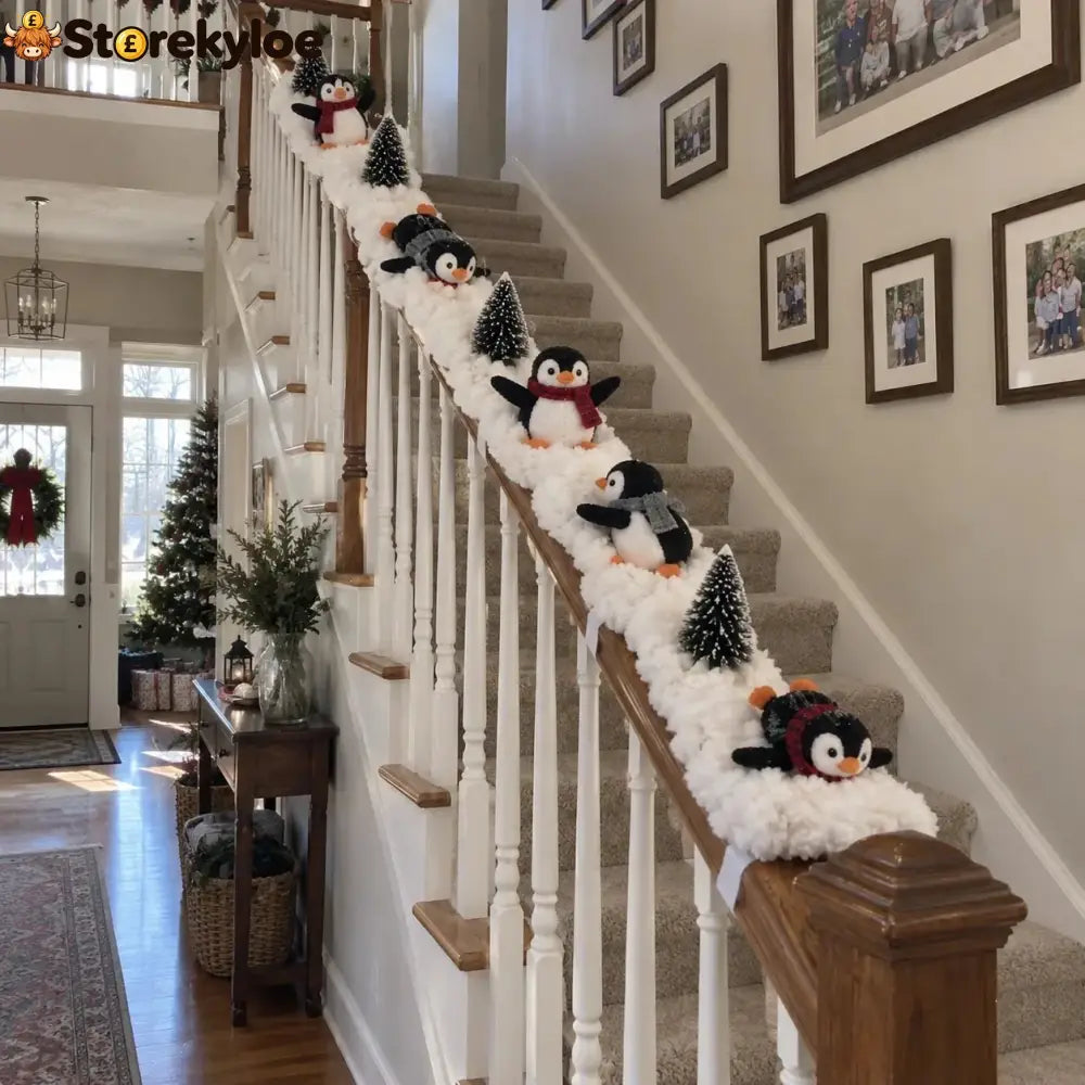 🔥hot Sale 40% Off🔥playful Penguin Snowy Stair Railing Decor