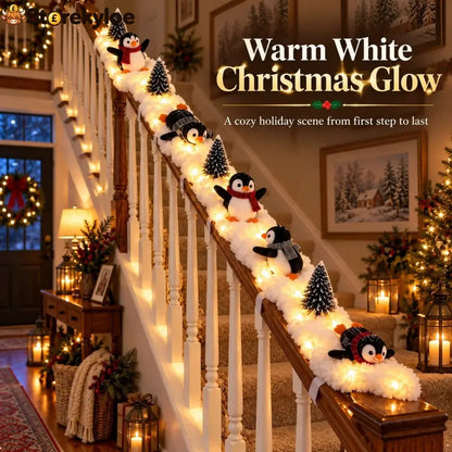 🔥hot Sale 40% Off🔥playful Penguin Snowy Stair Railing Decor