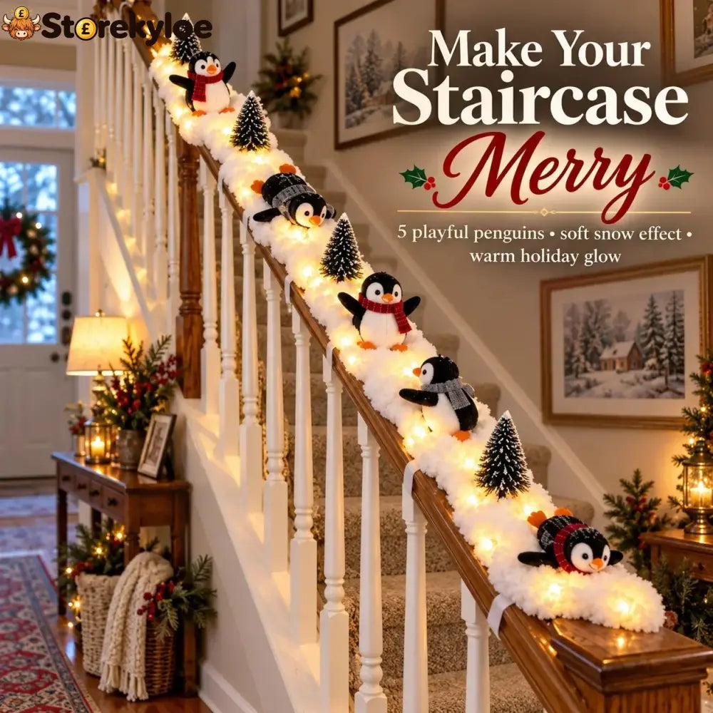 🔥Hot Sale 40% OFF🔥Playful Penguin Snowy Stair Railing Decor