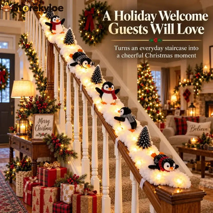 🔥hot Sale 40% Off🔥playful Penguin Snowy Stair Railing Decor