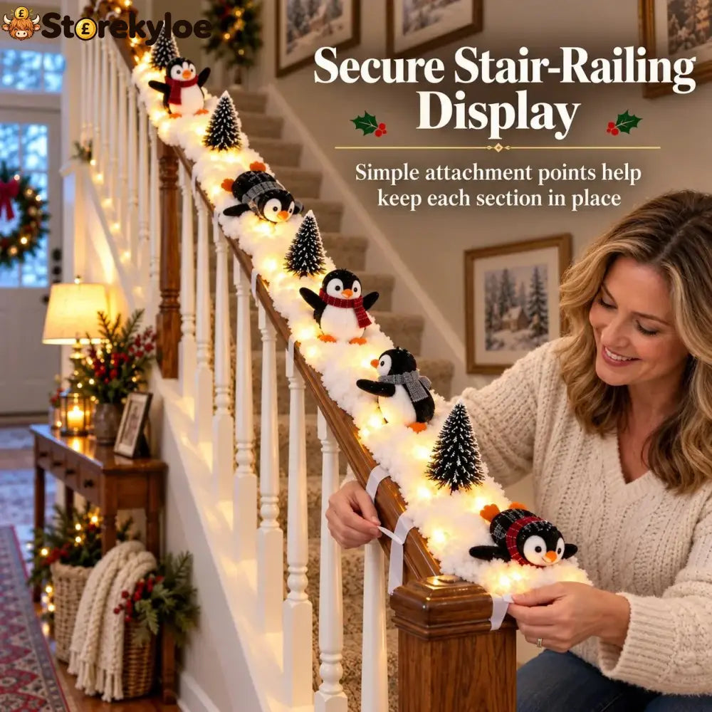🔥Hot Sale 40% OFF🔥Playful Penguin Snowy Stair Railing Decor