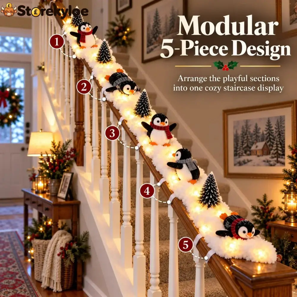 🔥Hot Sale 40% OFF🔥Playful Penguin Snowy Stair Railing Decor