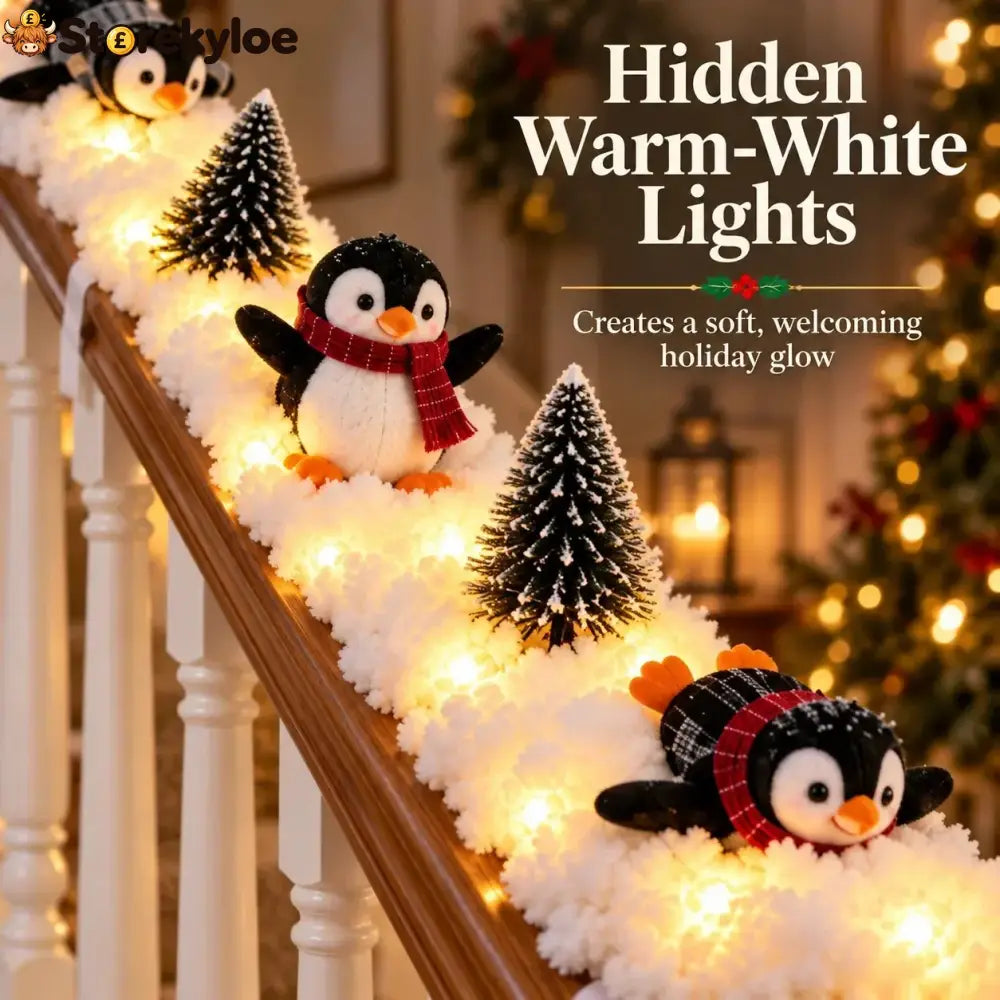 🔥hot Sale 40% Off🔥playful Penguin Snowy Stair Railing Decor