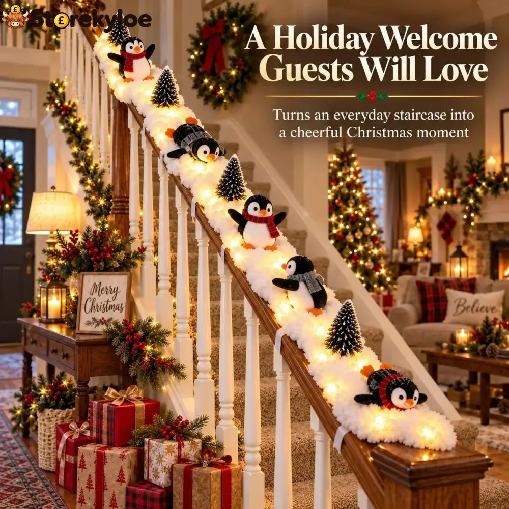 🔥Hot Sale 40% OFF🔥Playful Penguin Snowy Stair Railing Decor - Waving Penguin
