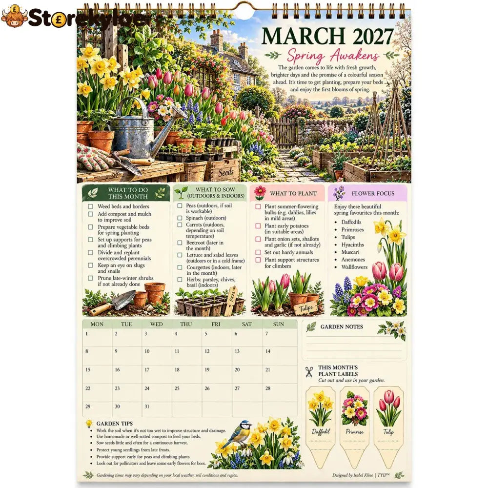 ✨ HOT SALE 49% OFF✨2027 Four Seasons Gardening Calendar & Monthly Planner – A4 Wall Calendar with Planting Guide Garden