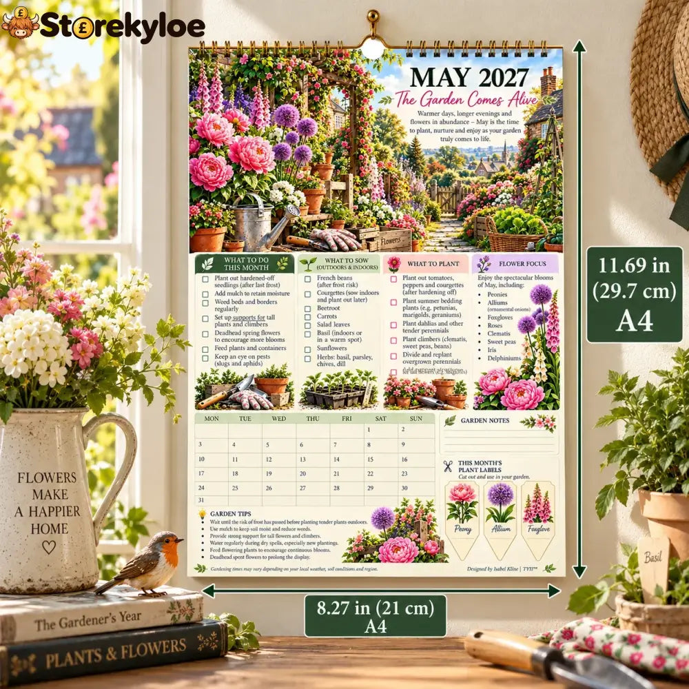 ✨ HOT SALE 49% OFF✨2027 Four Seasons Gardening Calendar & Monthly Planner – A4 Wall Calendar with Planting Guide Garden