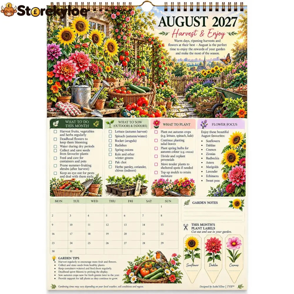 ✨ HOT SALE 49% OFF✨2027 Four Seasons Gardening Calendar & Monthly Planner – A4 Wall Calendar with Planting Guide Garden