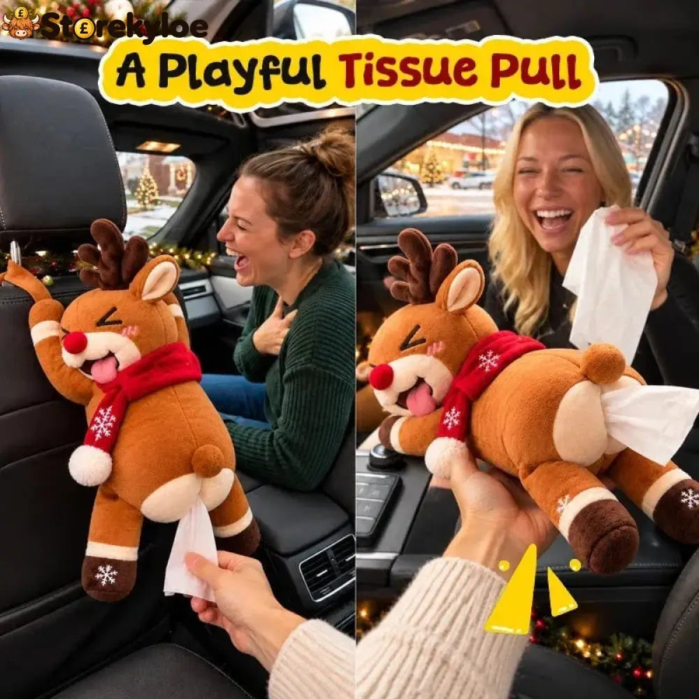 🔥HOT SALE 49% OFF 🦌 Funny Christmas Reindeer Tissue Holder – The Cheekiest Christmas Decor!