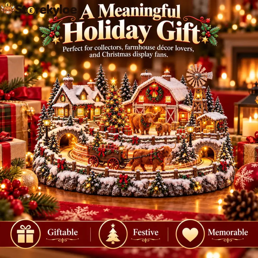 ✨ HOT SALE 49% OFF✨🐮 Highland Cow Christmas Farm Village – Animated Holiday Scene