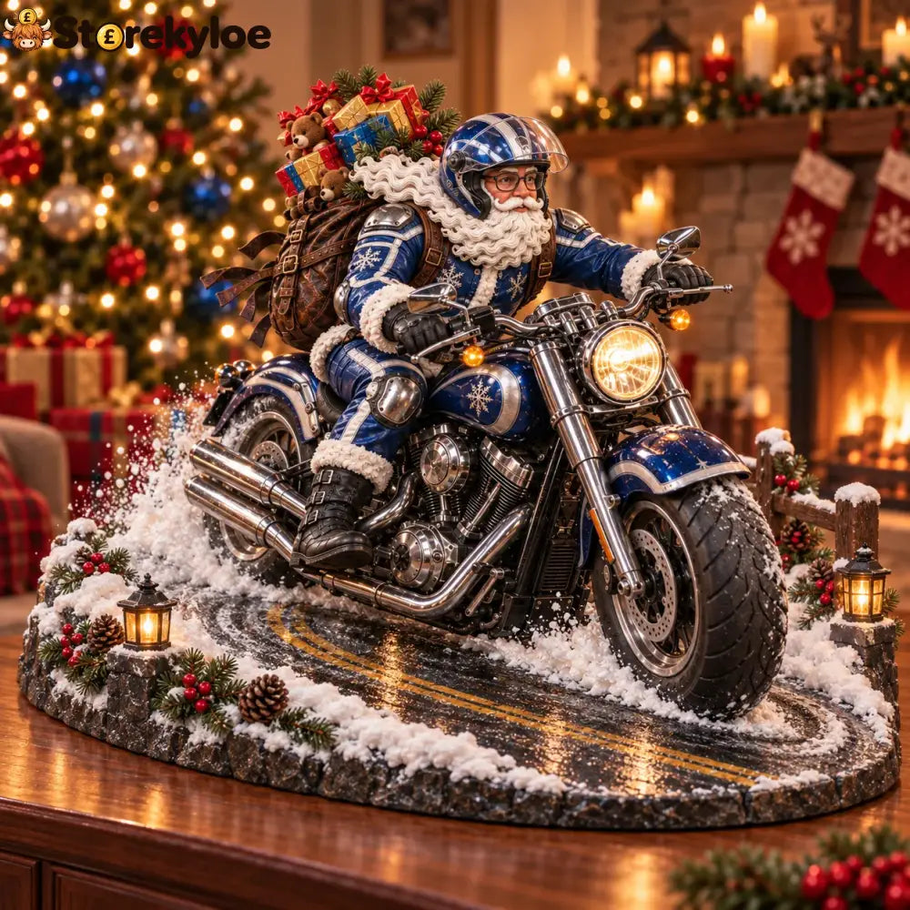 🔥hot Sale 49% Off🏍️🎅 Santa’s Ride Home – Christmas Motorcycle Keepsake Collection💨 - 🔵Blue Freedom Cruiser