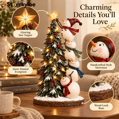 ✨ HOT SALE 49% OFF✨Snowmen Topping the Christmas Tree – Lighted Christmas Figurine