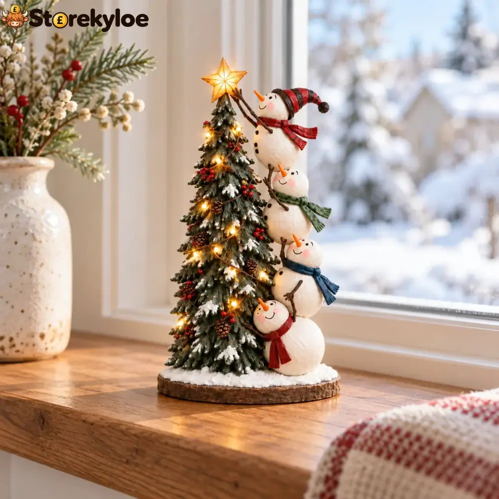 ✨ HOT SALE 49% OFF✨Snowmen Topping the Christmas Tree – Lighted Christmas Figurine