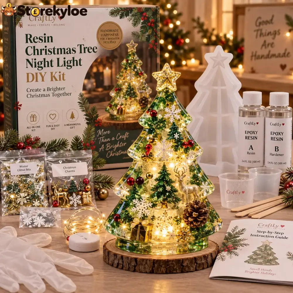 🔥hot Sale🔥🎄beginner-friendly Resin Christmas Tree Night Light Diy Kit | Complete Kit With Mold Resin Fairy Lights &