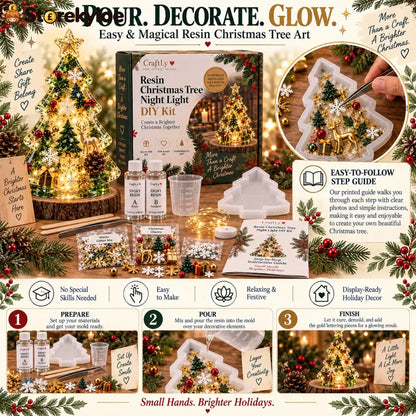 🔥hot Sale🔥🎄beginner-friendly Resin Christmas Tree Night Light Diy Kit | Complete Kit With Mold Resin Fairy Lights &