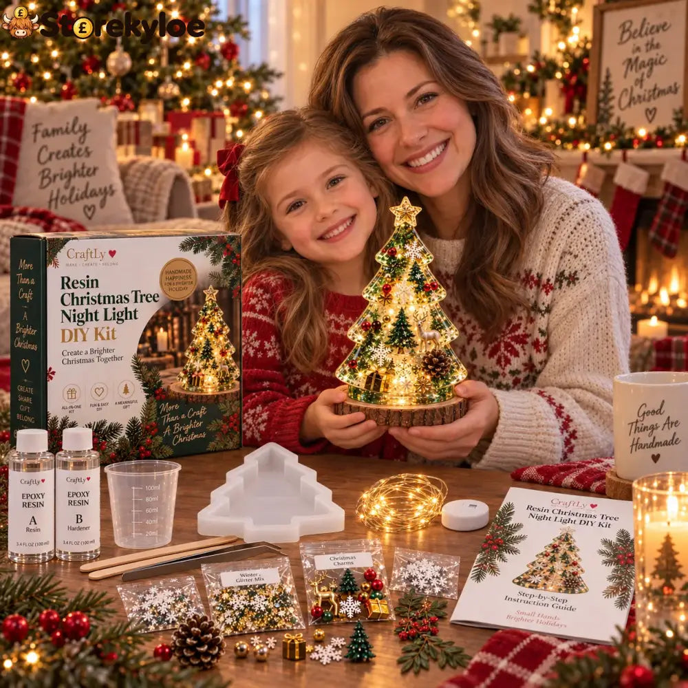 🔥hot Sale🔥🎄beginner-friendly Resin Christmas Tree Night Light Diy Kit | Complete Kit With Mold Resin Fairy Lights &