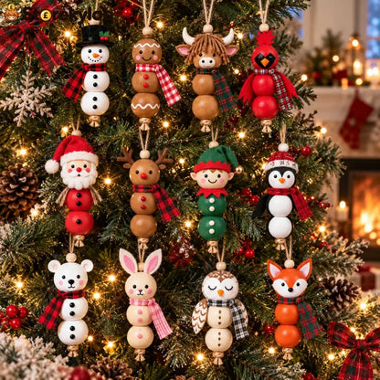 🔥hot Sale🔥🎄 Christmas Wooden Bead Ornament Diy Kit – Set Of 4