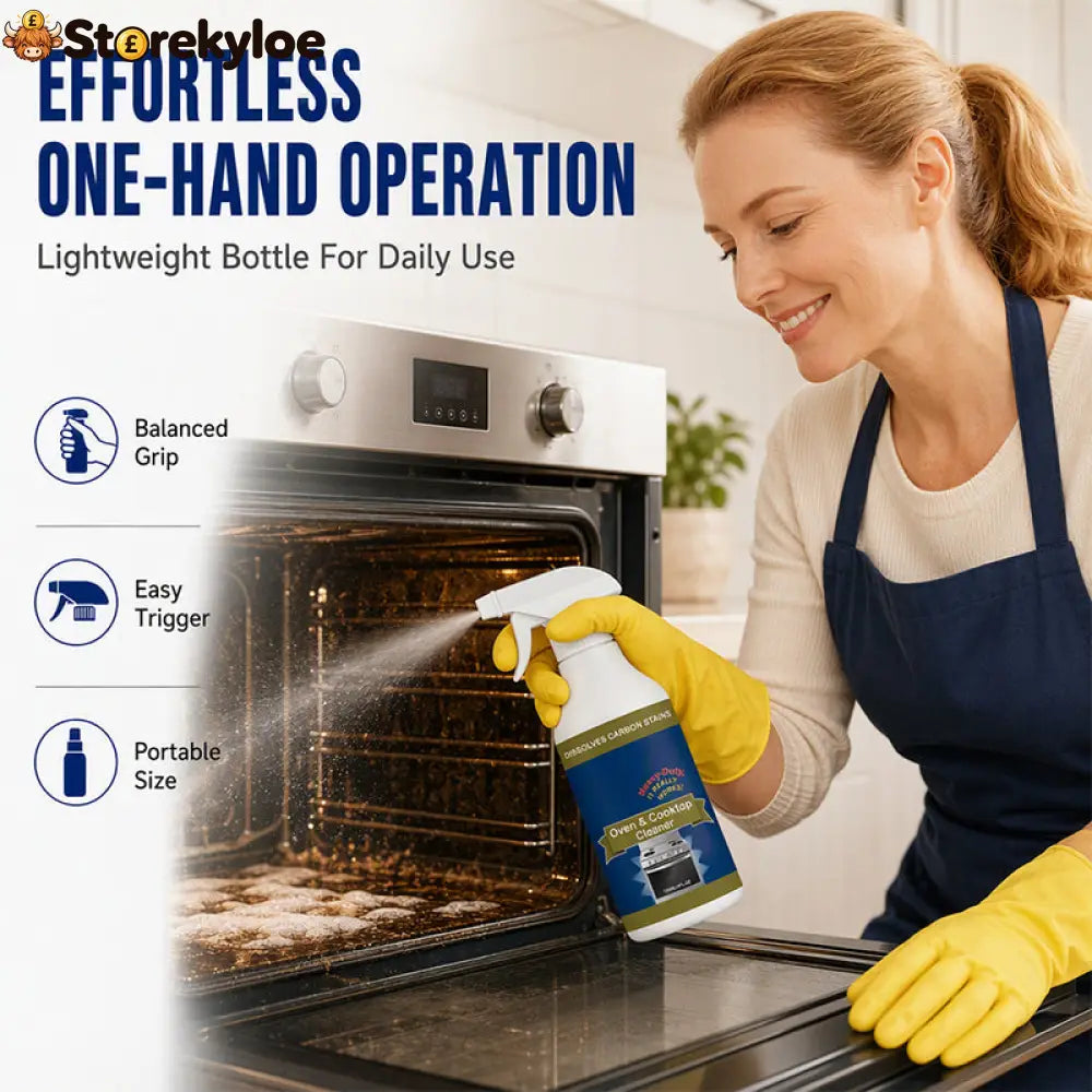 🔥Hot Sale🧽 Heavy-Duty Oven & Cooktop Cleaner Spray – Powerful Grease & Burnt-On Stain Remover ✨